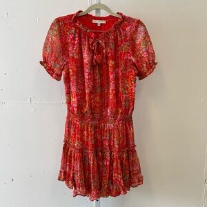 We're All‎ Pretty Girls Boho Summer Floral Elastic Waist Mini Dress Red Small